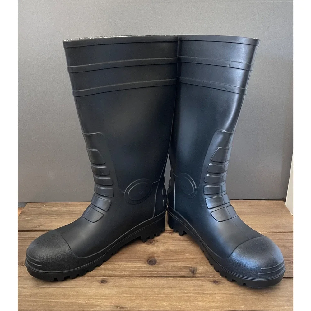 HISEA Tall Work Boots Men 9 / Women 10 Black Waterproof Steel Toe Safety